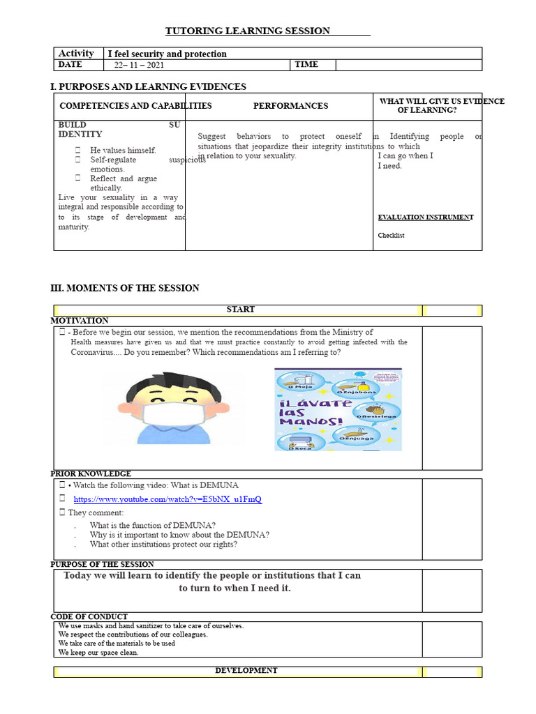 Tutoring Session on Safety and Support | PDF | Learning | Cognition