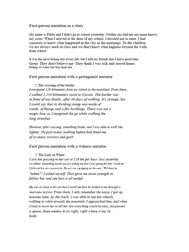 First-Person Narratives | PDF