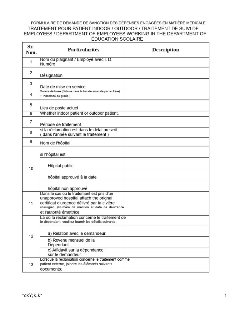 Demande de Remboursement Médical | PDF | Hôpital