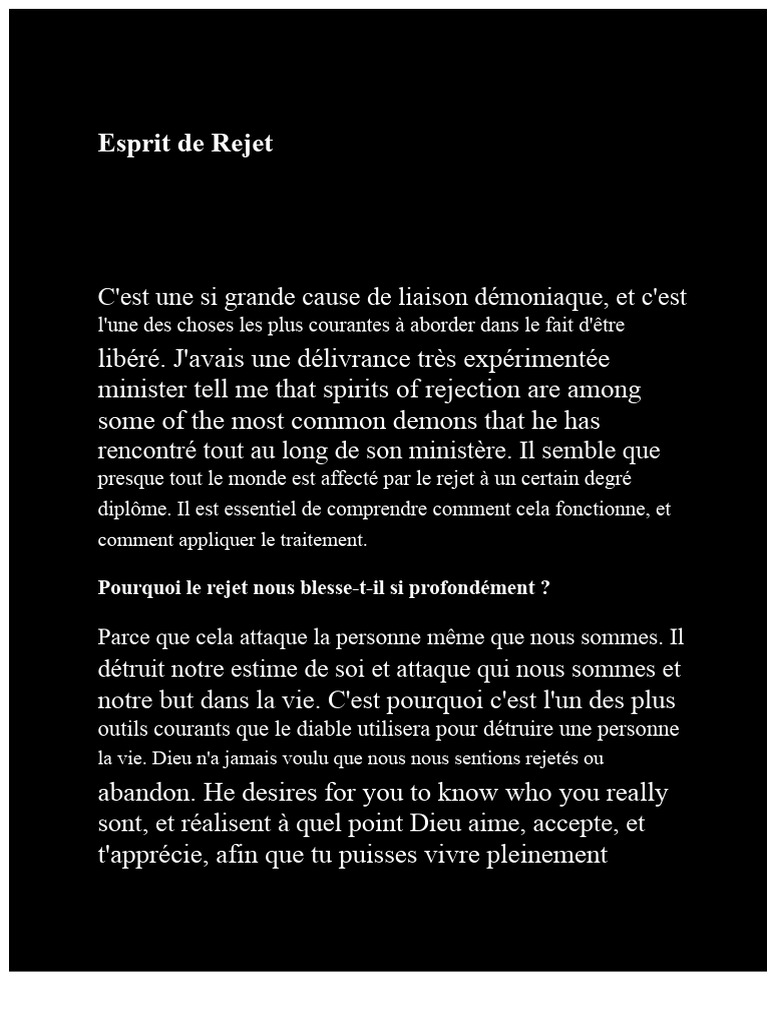 Comprendre l'Esprit de Rejet et ses Effets | PDF | David | Dieu