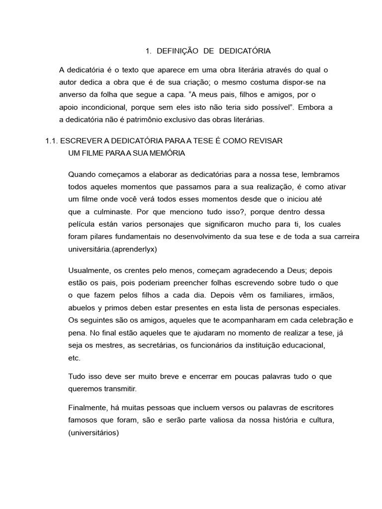 Como Escrever Dedicatórias e Agradecimentos | PDF