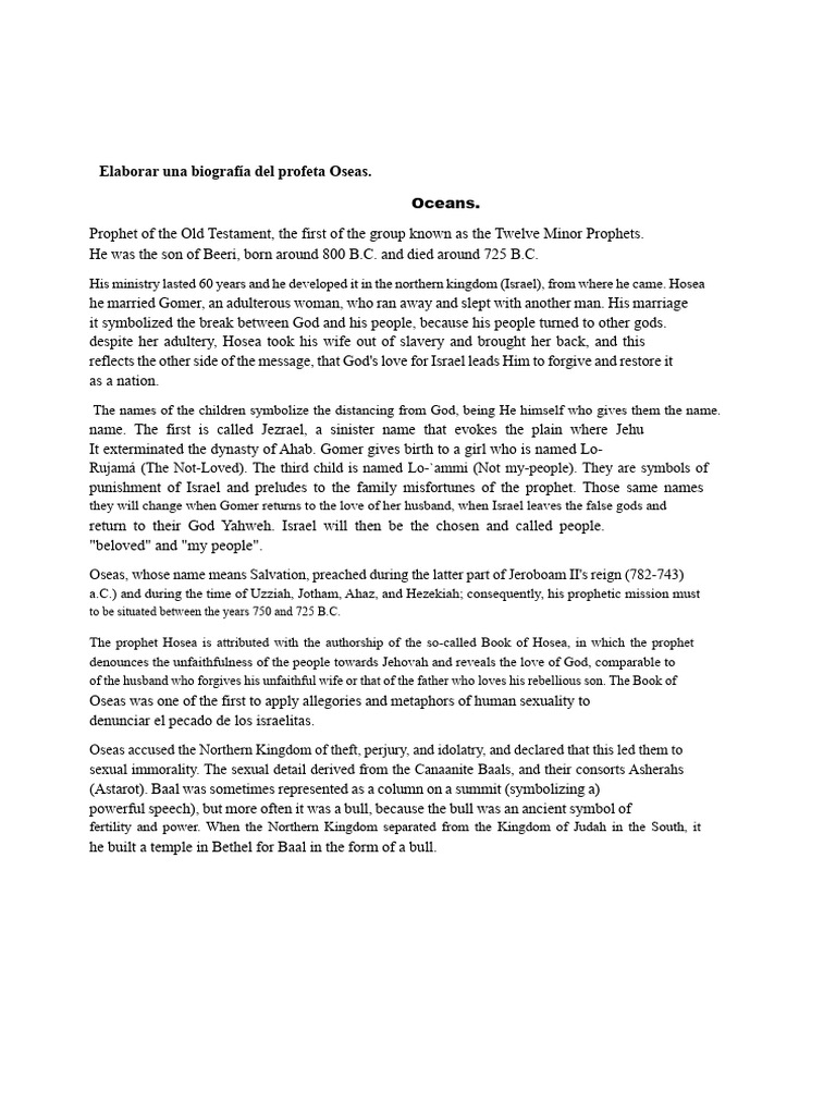 Biography of Hosea | PDF | Hosea