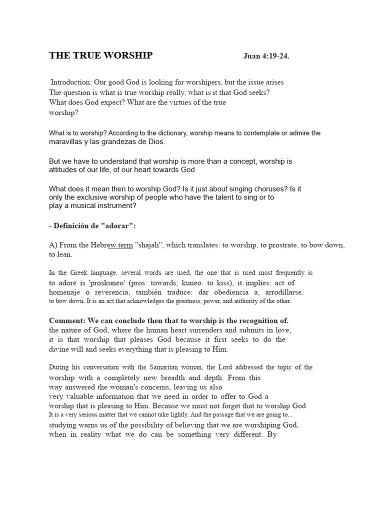 LESSON No. 14 TRUE WORSHIP | PDF | God The Father | Jesus