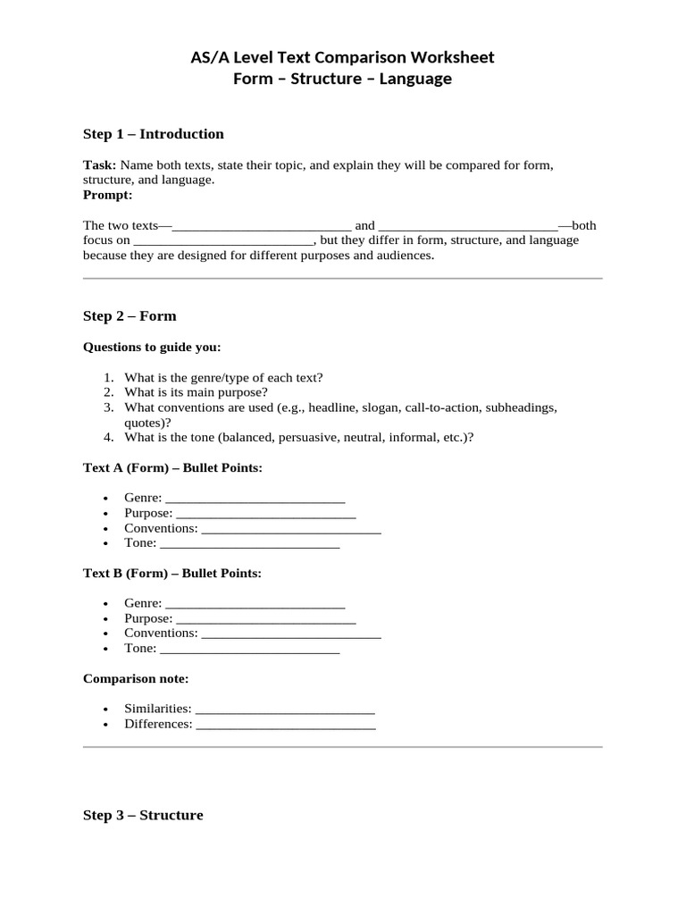 AS/A Level Text Comparison Guide | PDF | Linguistics | Communication