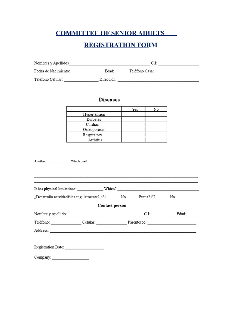 Form For The Committee of Adults and Senior Citizens | PDF
