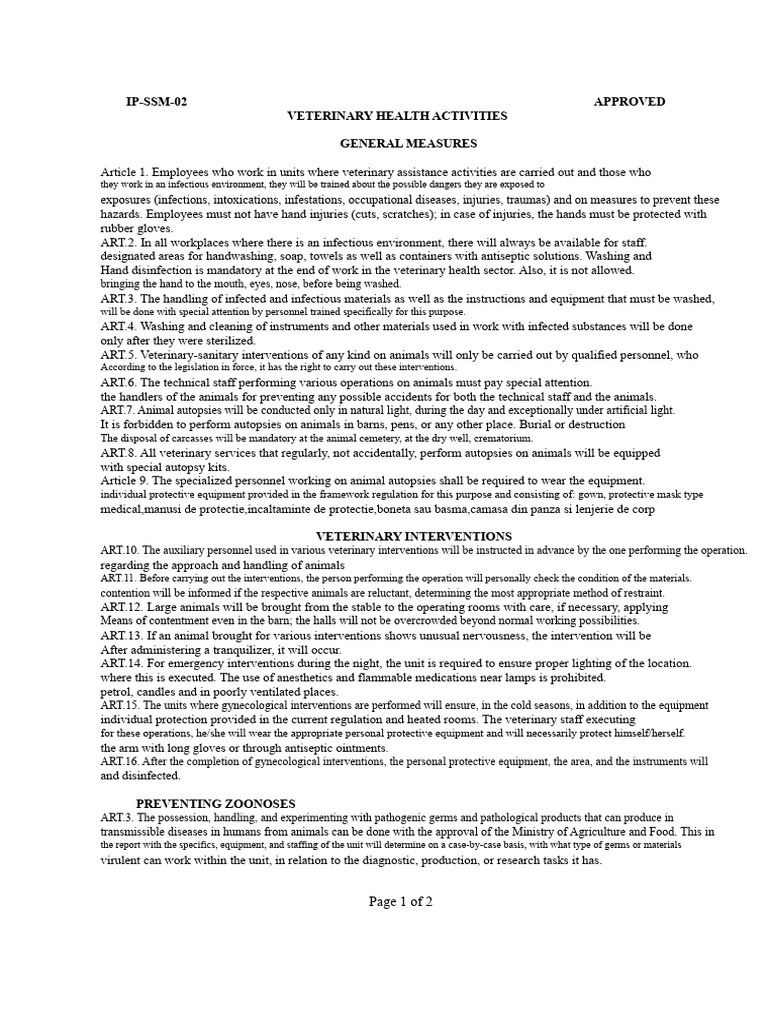 Veterinary Health Safety Guidelines | PDF | Pathogen | Infection