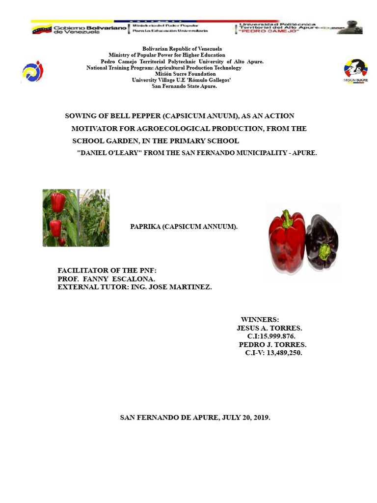 Tsu Pnfa Paprika Final Project 2021 | PDF | Capsicum | Vegetables