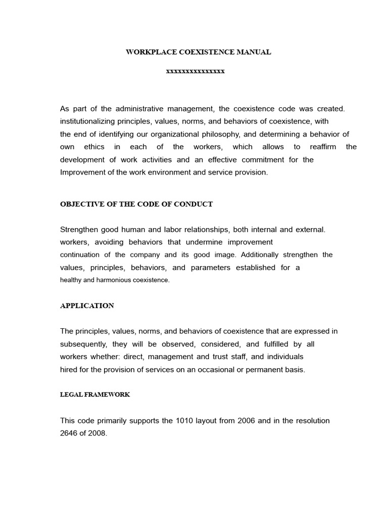 Workplace Coexistence Manual | PDF | Value (Ethics) | Employment
