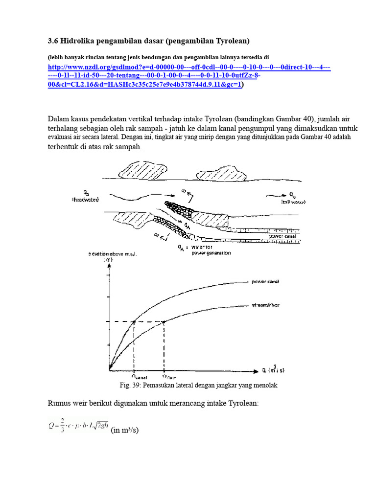 Desain dan Perhitungan Intake Tyrolean | PDF