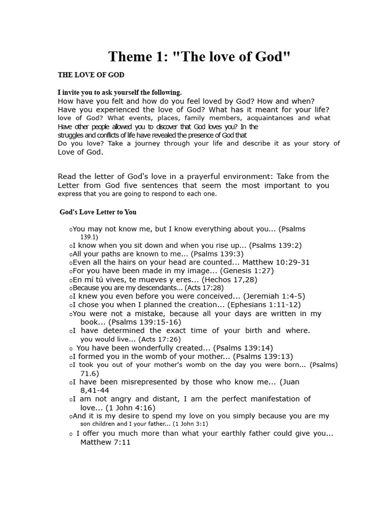 Theme 1 The Love of God | PDF | God In Christianity | Religious Belief ...