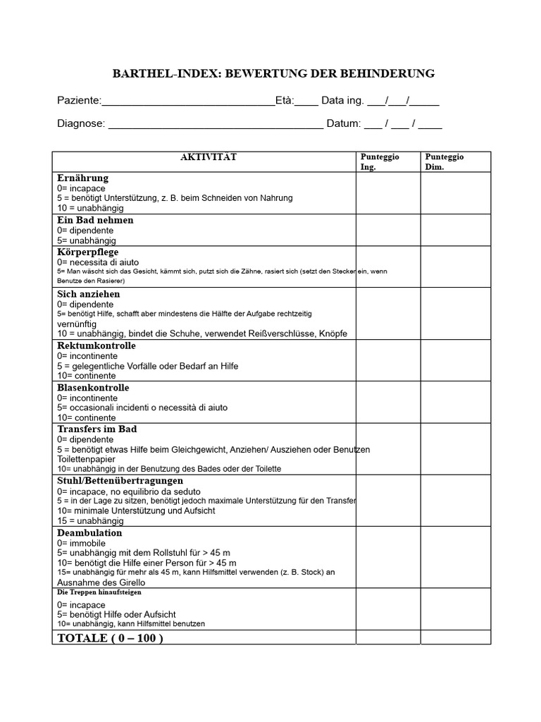 Barthel Skala | PDF