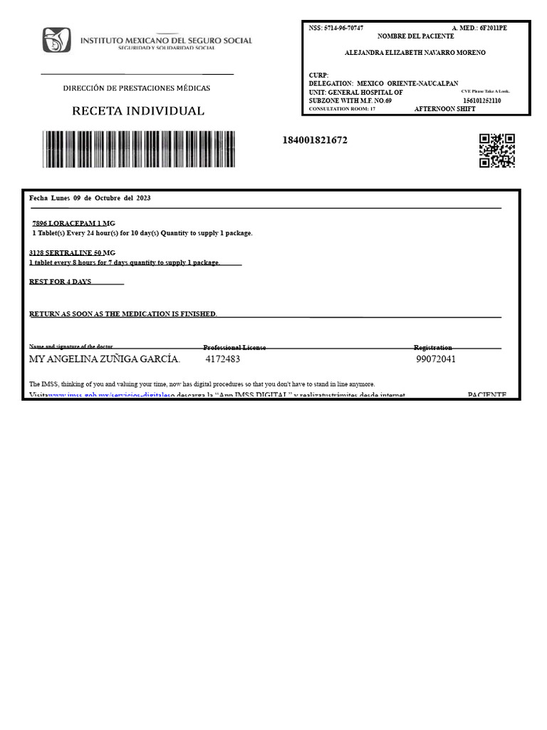 Patient Medication Prescription Details | PDF