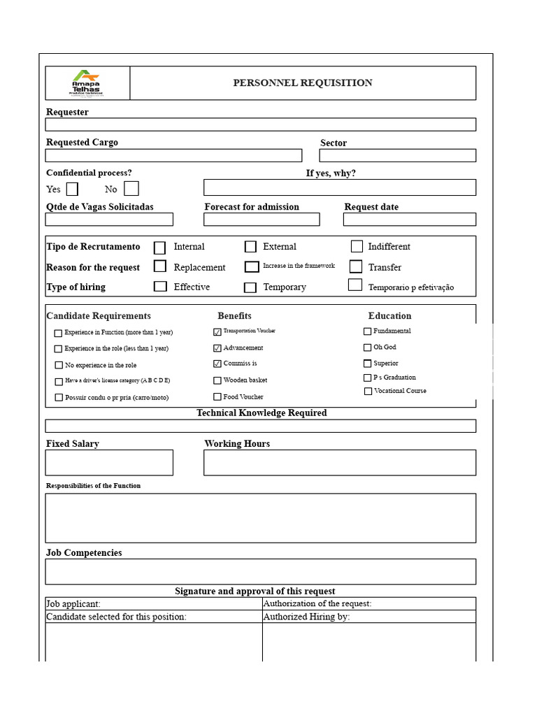 Personnel Requisition Form Template | PDF