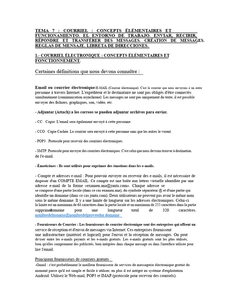 Concepts de base du courriel et fonctionnement | PDF | Serveur ...