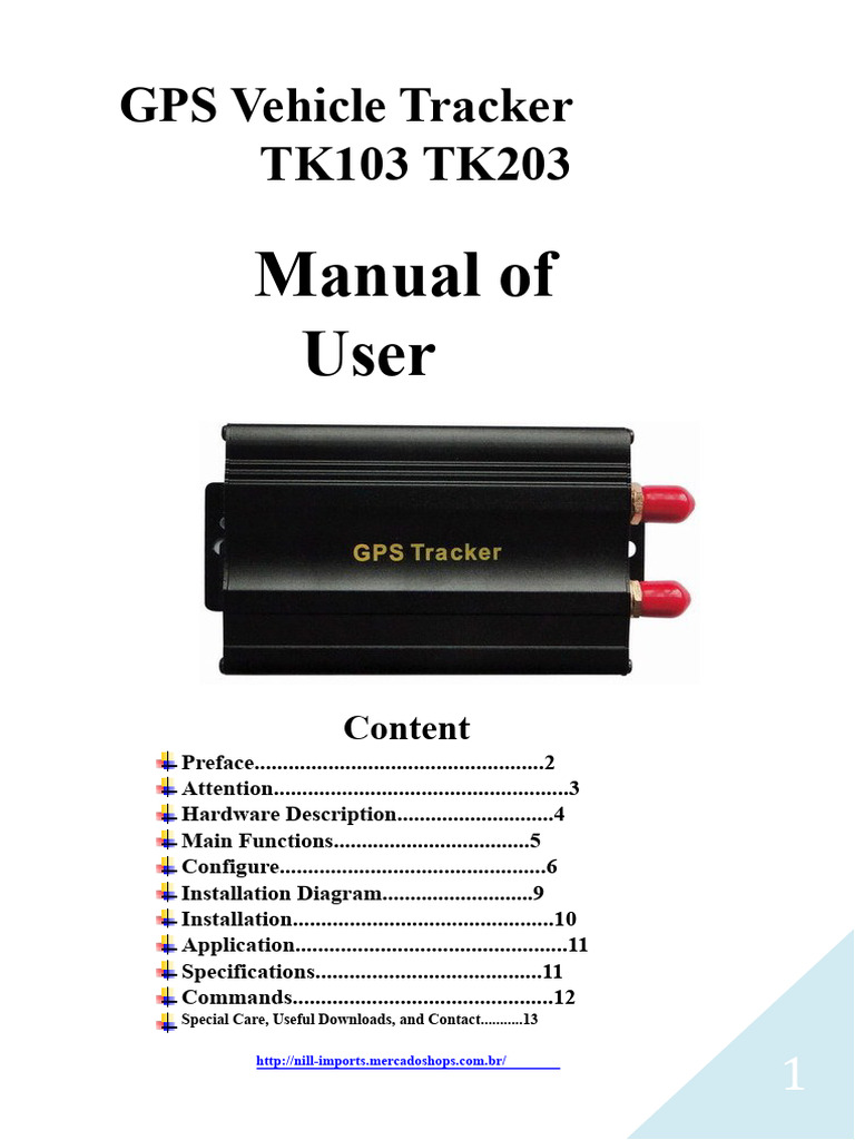 GPS Vehicle Tracker TK103/TK203 Manual | PDF | Telecommunications ...