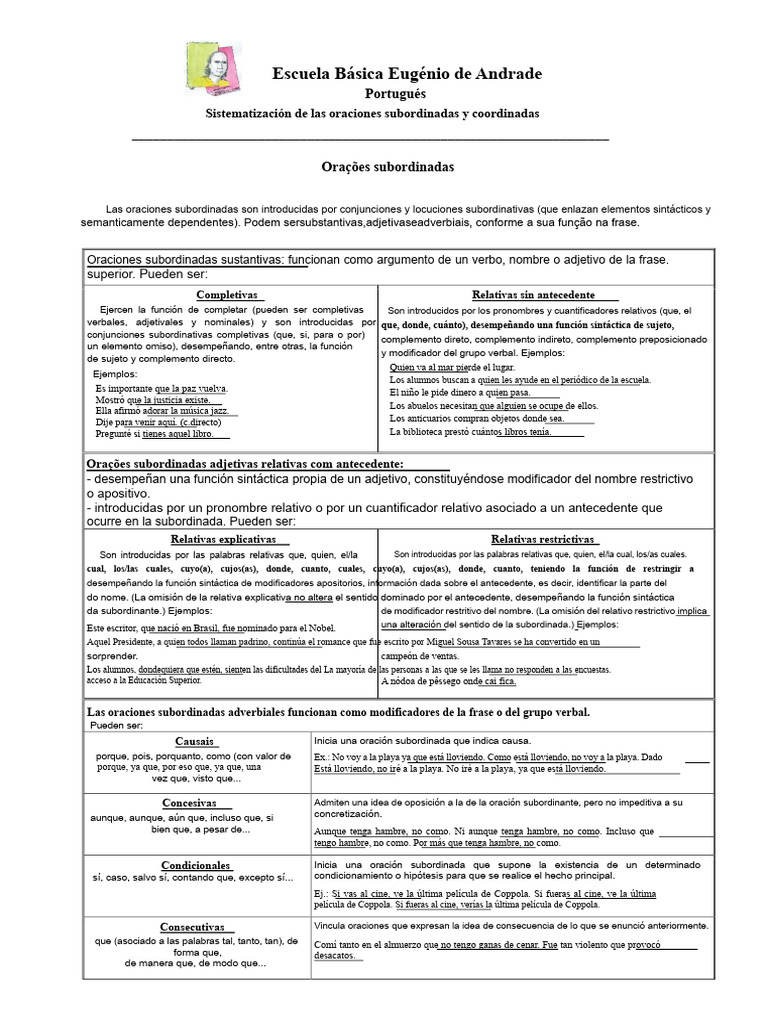 Oraciones Coordinadas y Subordinadas | PDF | Oración (Lingüística ...