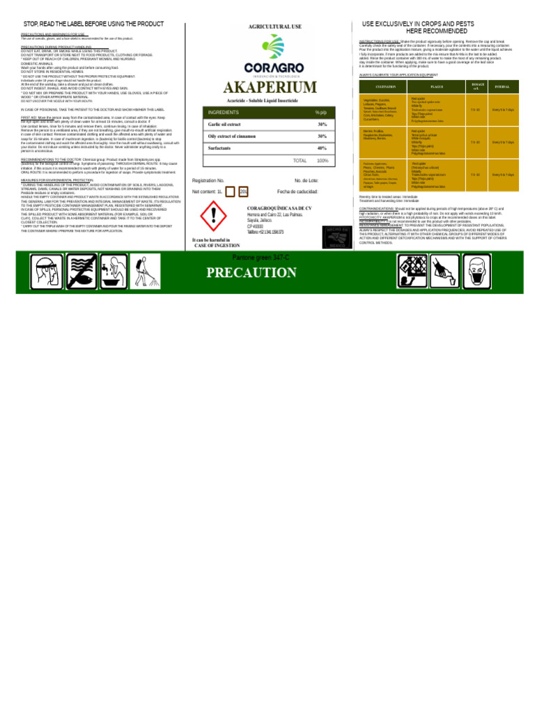 CORAGRO Label | PDF | Pesticide | Vegetables