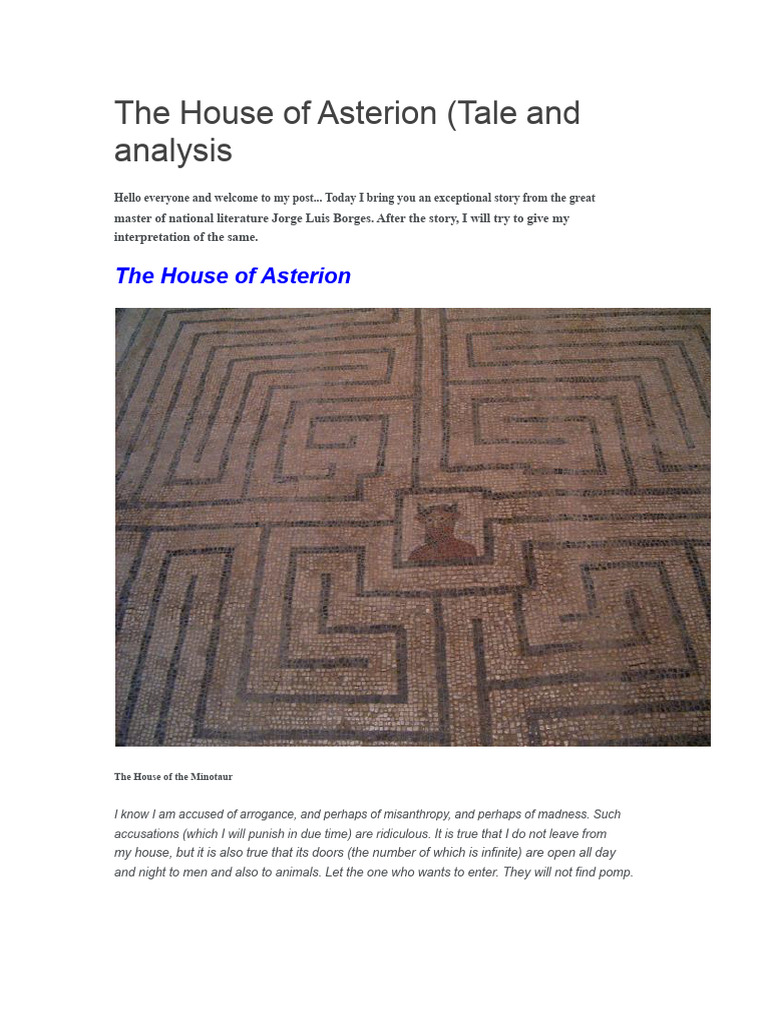 The House of Asterion | PDF | Minotaur | Theseus