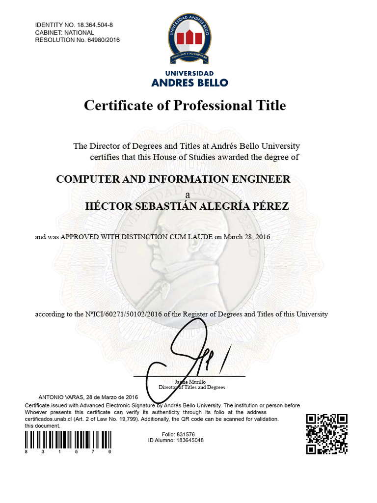 Computer Engineering Degree Certificate | PDF