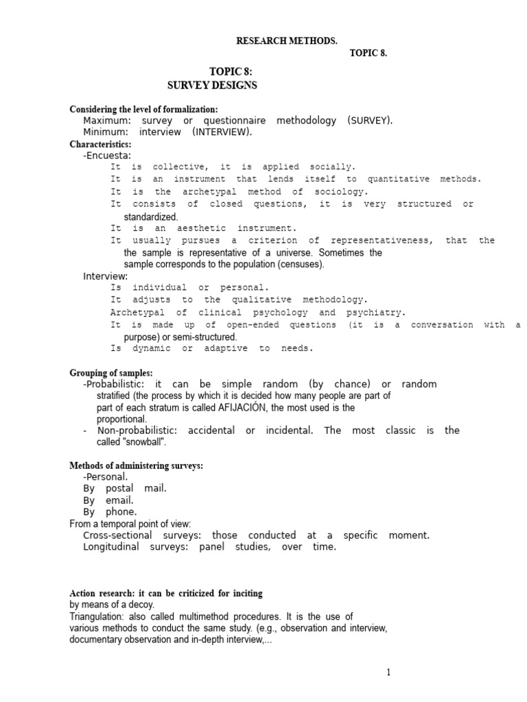 UNIT 8 (Survey Designs) | PDF | Survey Methodology | Sampling (Statistics)