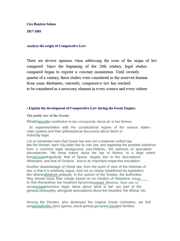 Analyze The Origin of Comparative Law | PDF | Liberal Arts Education