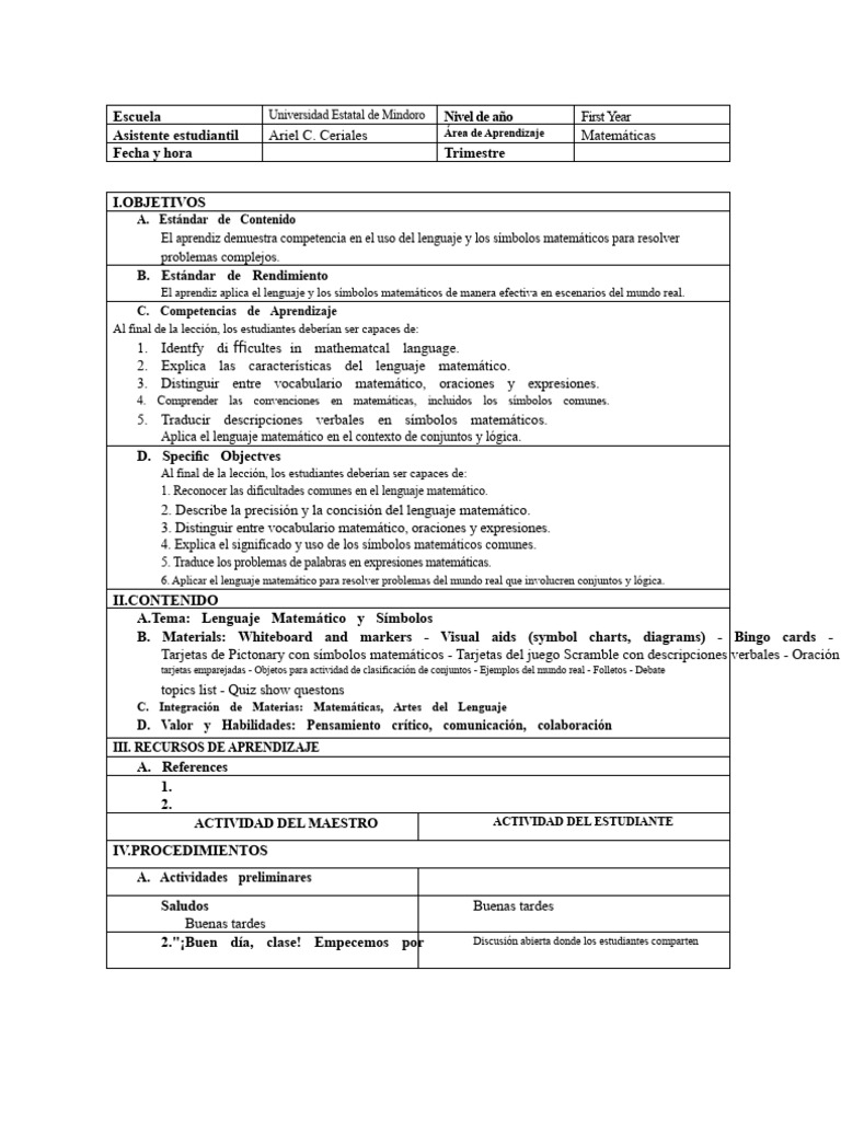 Plan de Lección Detallado para El Módulo 2 de MMW | PDF | Matemáticas ...