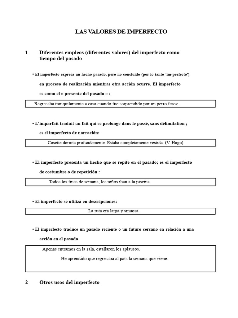 Usos del Imperfecto en Español | PDF