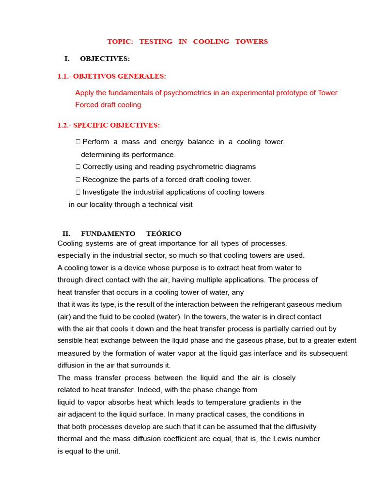 Cooling Tower Tests | PDF | Heat | Heat Transfer