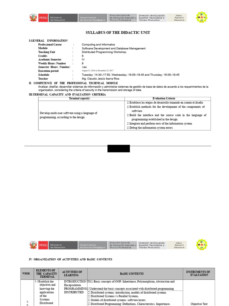 Distributed Programming Workshop Syllabus | PDF | Class (Computer ...