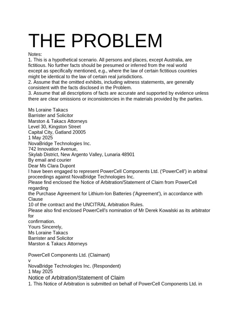 AD Moot Problem 2025 | PDF | Arbitration | Breach Of Contract