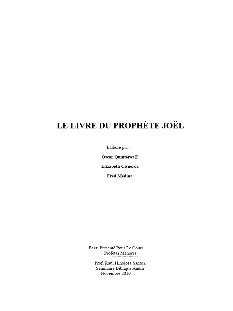 Analyse du Livre de Joël dans la Bible | PDF | Dieu | Royaume de Juda