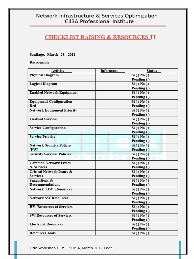 Network Infrastructure Optimization Checklist | PDF | Computer Network ...