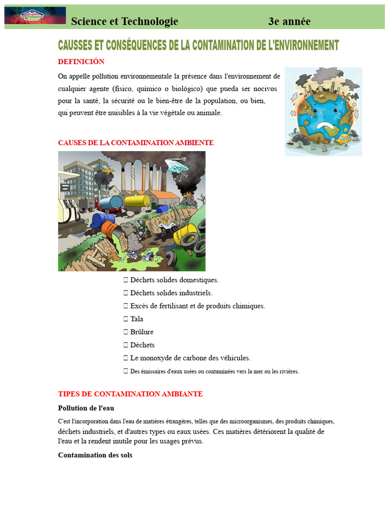 Causes et conséquences de la pollution | PDF | la pollution ...