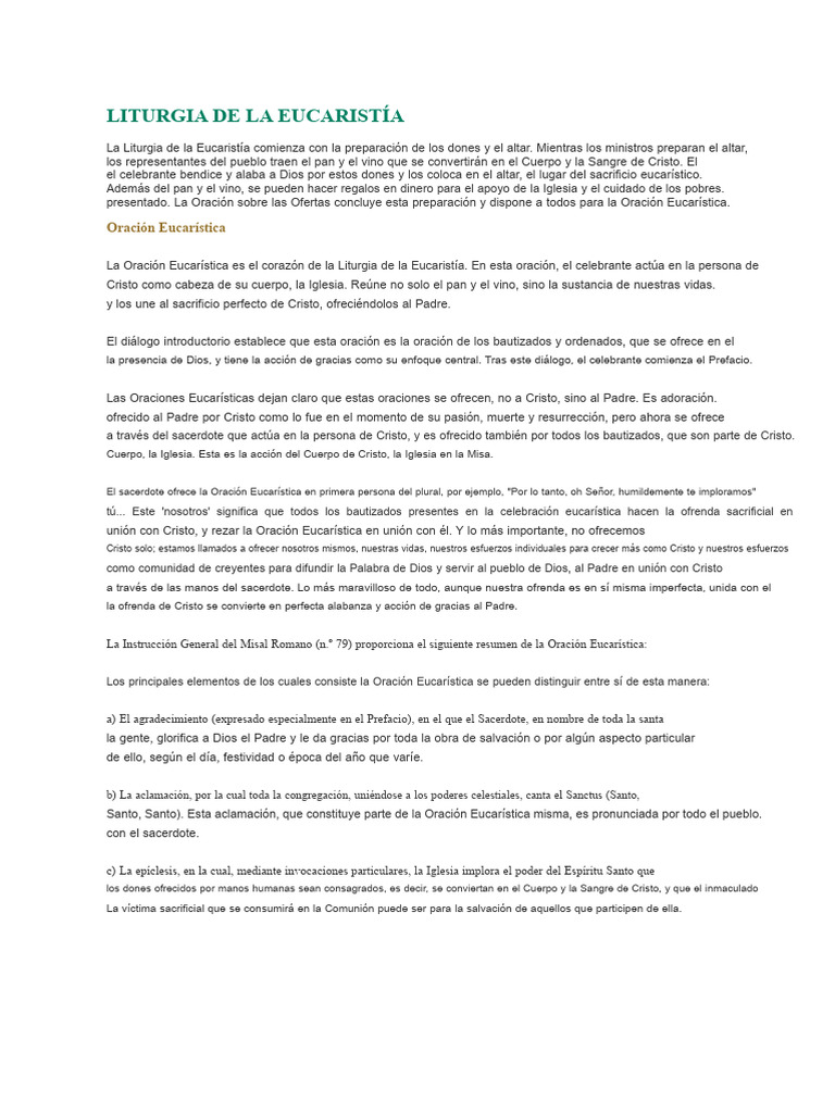 Liturgia de La Eucaristía | PDF | eucaristía | Cristo (título)