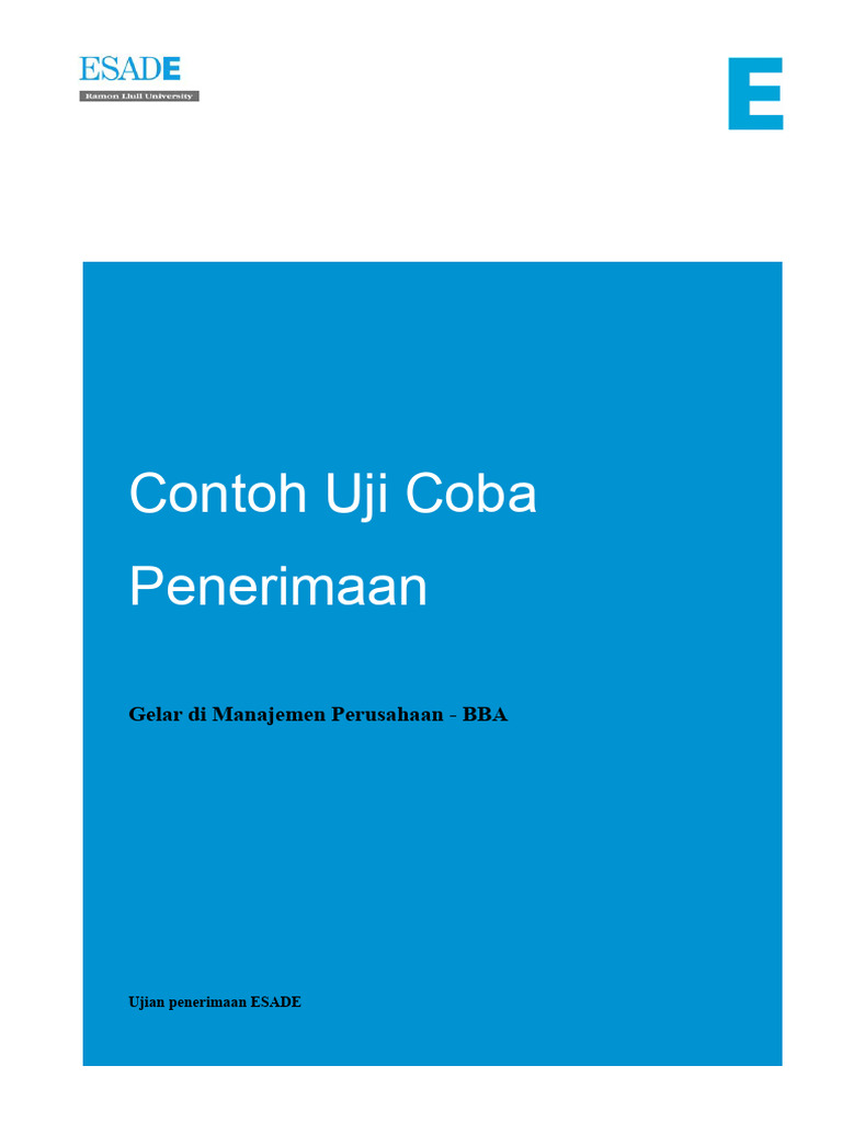 Contoh Ujian Penerimaan Esade | PDF