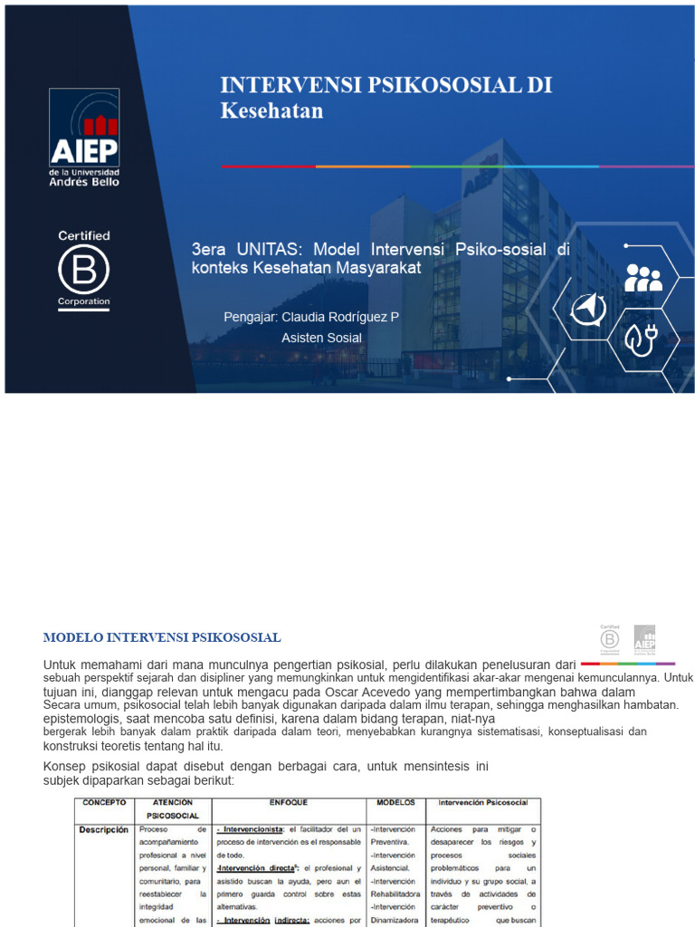 Intervensi Psikososial Dalam Kesehatan Unit 3 | PDF