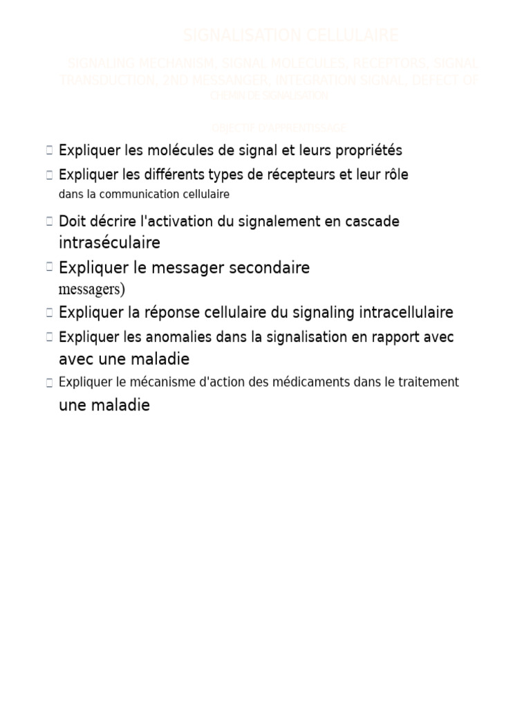 Mécanismes de Signalisation Cellulaire | PDF | Signalisation cellulaire ...