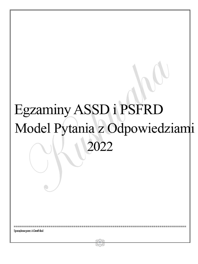 Egzamin ASSD I PSFRD - Modelowe Pytania Z Odpowiedziami - 2022 | PDF