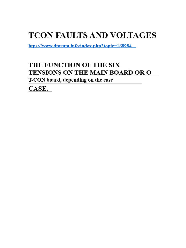 TCON Board Faults and Voltage Issues | PDF | Power Supply | Electrical ...
