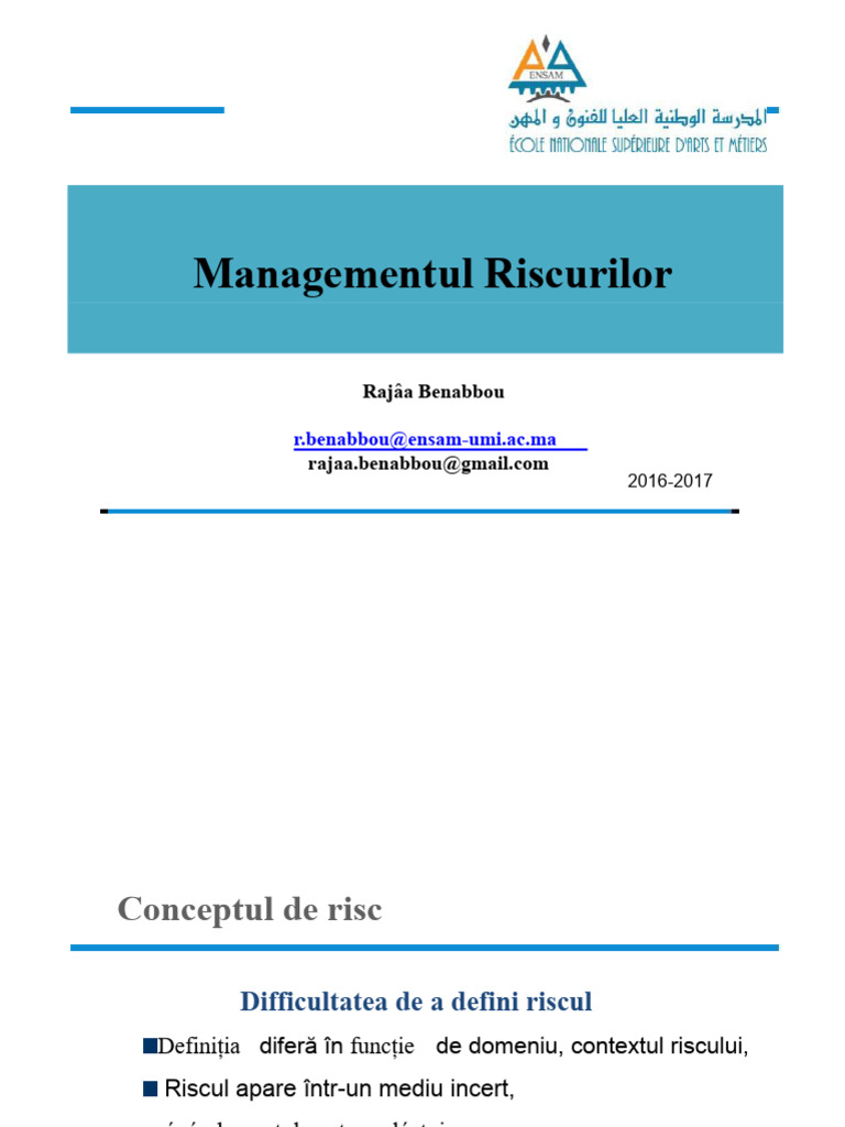 Curs de Management Al Riscurilor | PDF