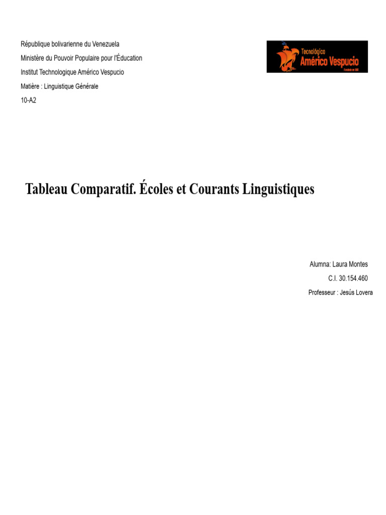 Écoles et Courants Linguistiques Comparés | PDF | Linguistique ...