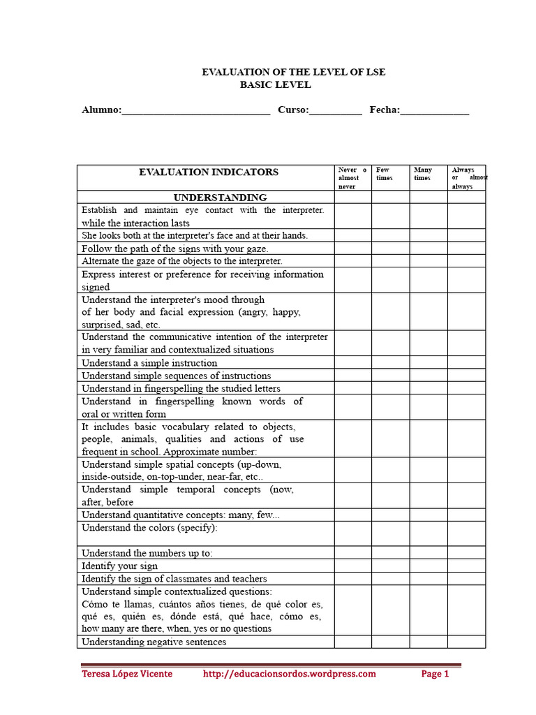 Evaluation of Mexican Sign Language | PDF | Sign Language | Cognition