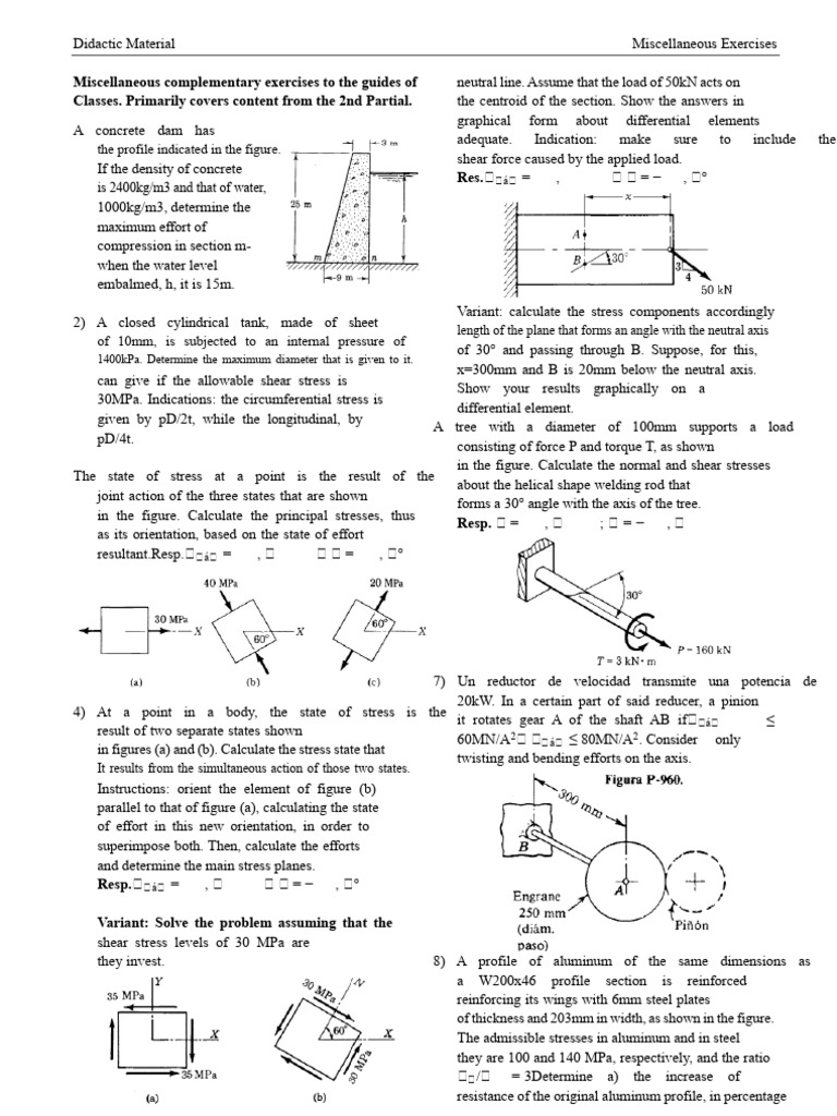 Complementary Exercise MM1 | PDF | Beam (Structure) | Bending