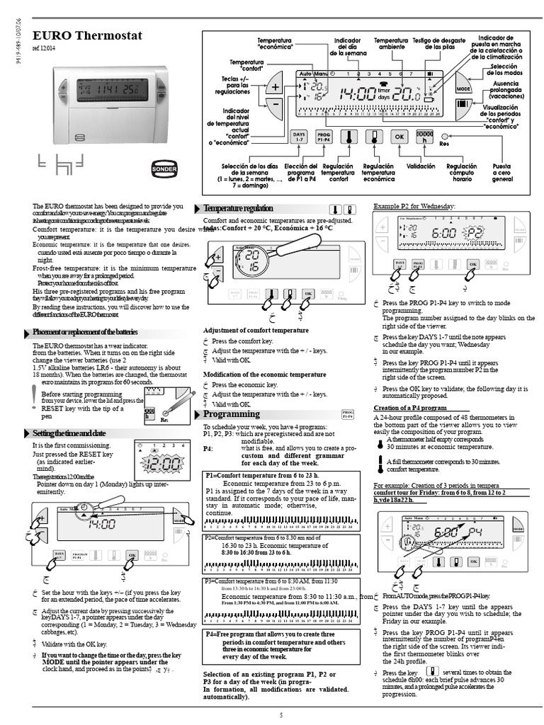 Thermostat Manual | PDF | Electrical Engineering | Electricity