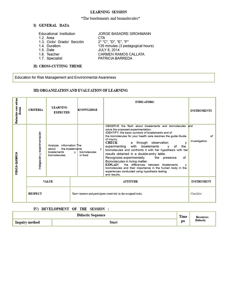 Bioelements and Biomolecules Learning Session | PDF | Hypothesis ...