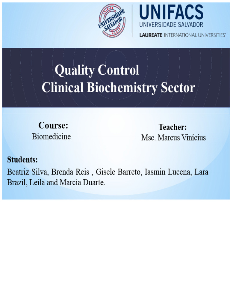 Quality Control in Clinical Biochemistry | PDF | Laboratories | Data ...