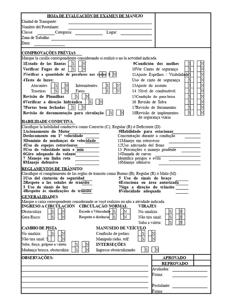 Avaliação de Exame de Direção | PDF | Tráfego | Transporte