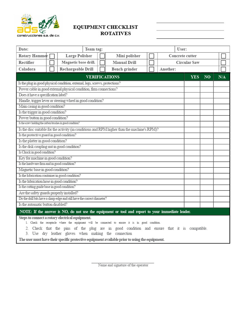 Rotating Equipment Checklist | PDF