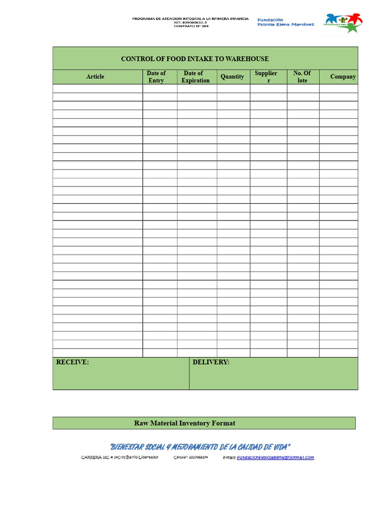 Food Intake and Waste Management Control | PDF | Warehouse | Foods