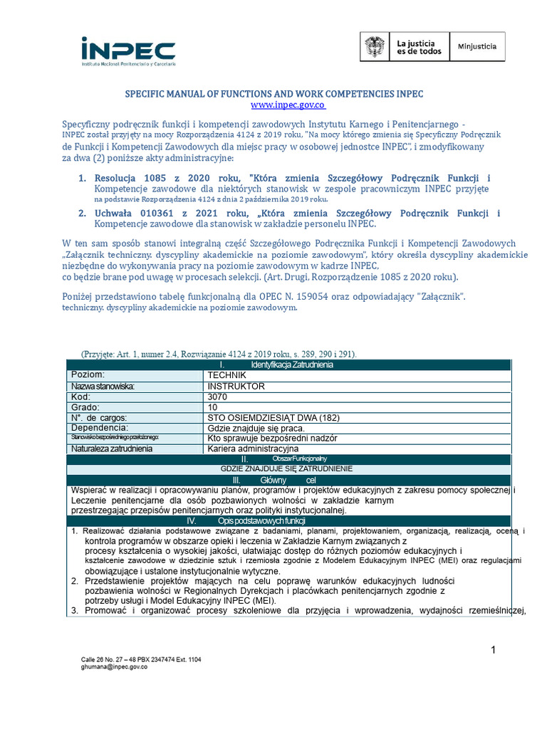 Instrukcja Inpec Instruktora | PDF